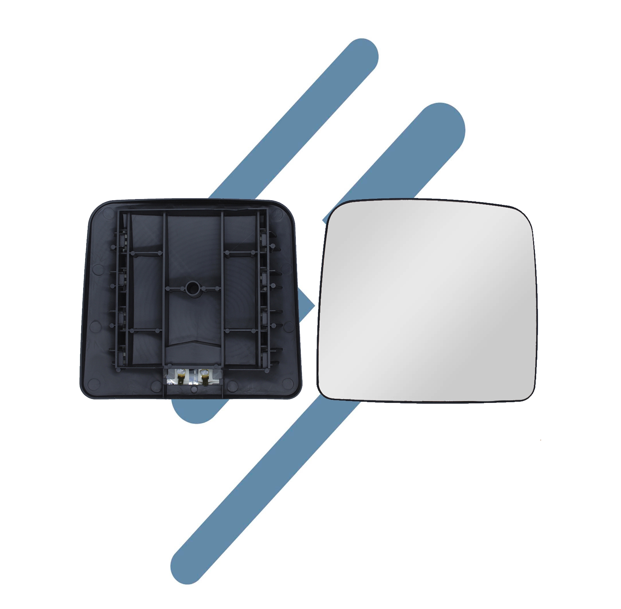 Vidro Espelho Retrovisor Com Base COMPATÍVEL MAN LE COM Desembaçador (Menor/auxiliar)